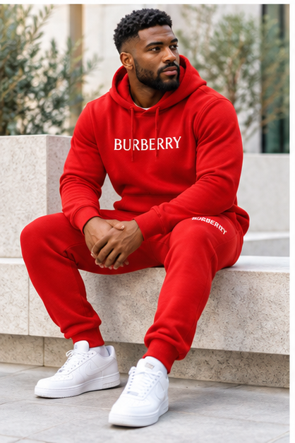 Men's Burberry Hoodie Joggers Set | Color: Red | Image 4
