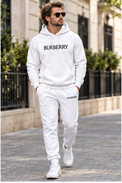 Men's Burberry Hoodie Joggers Set | Color: White | Image 2