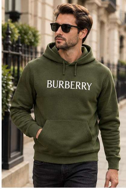Men's Burberry Pullover Hoodie | Color: Army Green | Image 3