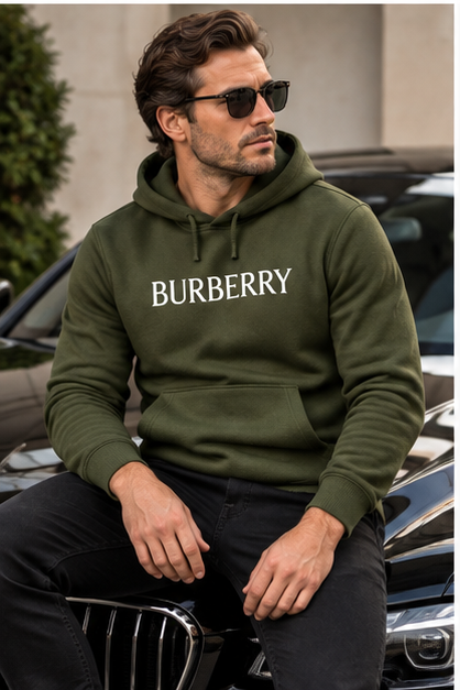Men's Burberry Pullover Hoodie | Color: Army Green | Image 4