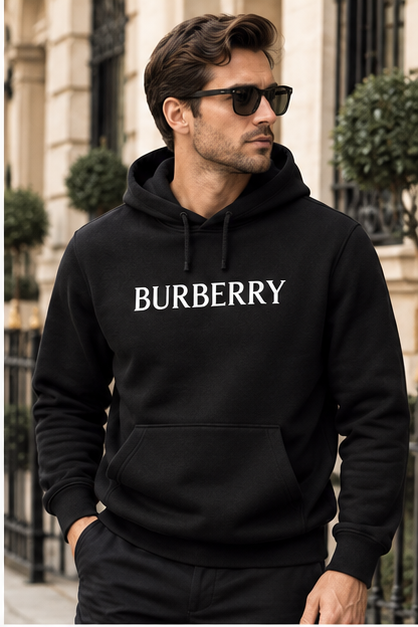 Men's Burberry Pullover Hoodie | Color: Black | Image 3