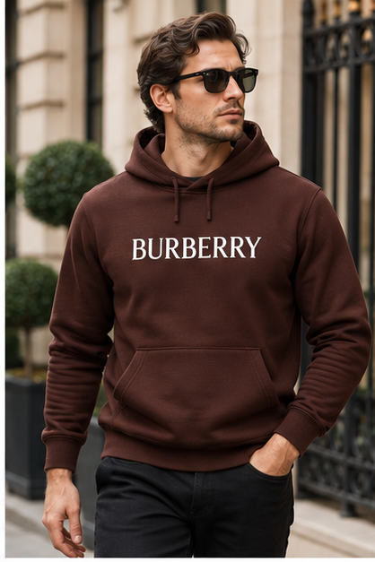 Men's Burberry Pullover Hoodie | Color: Brown | Image 3