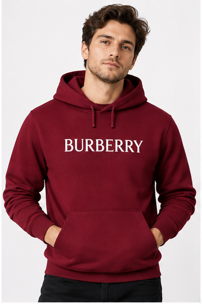 Men's Burberry Pullover Hoodie | Color: Burgundy | Image 2