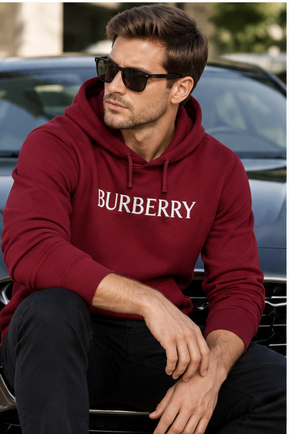 Men's Burberry Pullover Hoodie | Color: Burgundy | Image 4