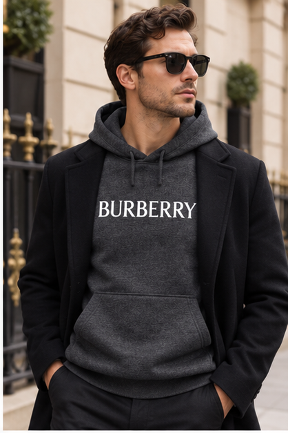 Men's Burberry Pullover Hoodie | Color: Dark Heather | Image 3