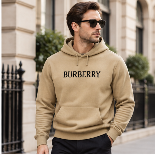 Men's Burberry Pullover Hoodie | Color: Khaki | Image 3