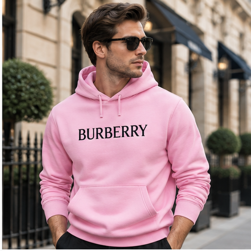 Men's Burberry Pullover Hoodie | Color: Light Pink | Image 3