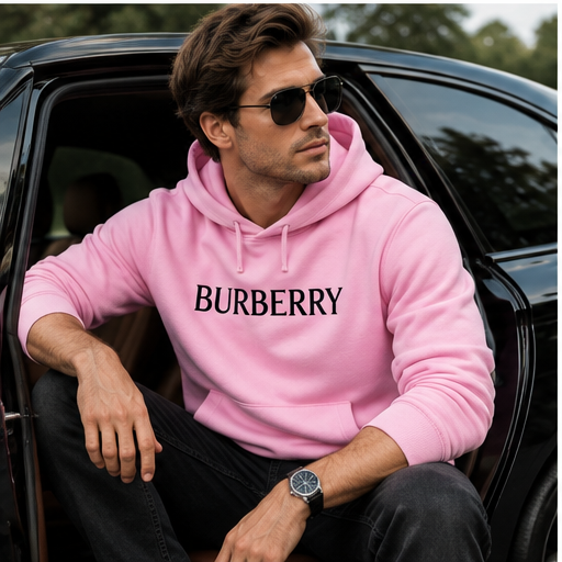Men's Burberry Pullover Hoodie | Color: Light Pink | Image 4