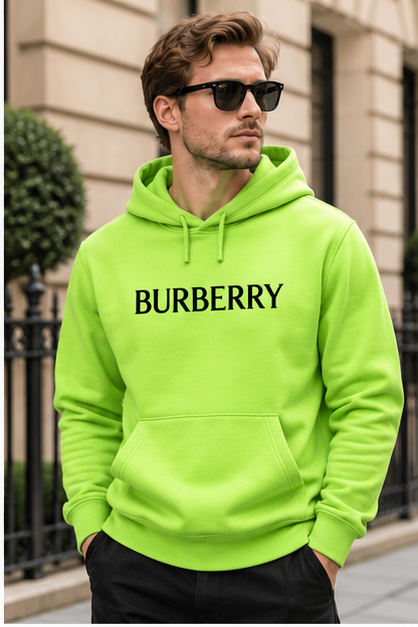 Men's Burberry Pullover Hoodie | Color: Lime Green | Image 3