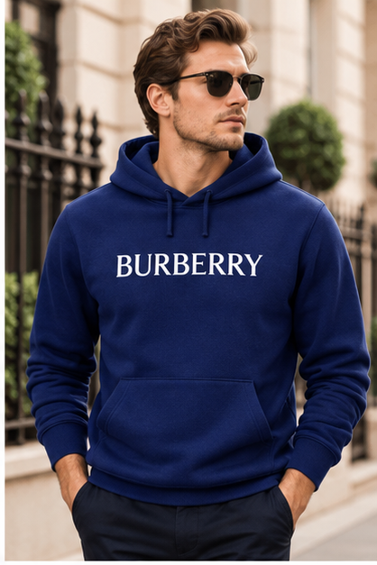 Men's Burberry Pullover Hoodie | Color: Navy | Image 3