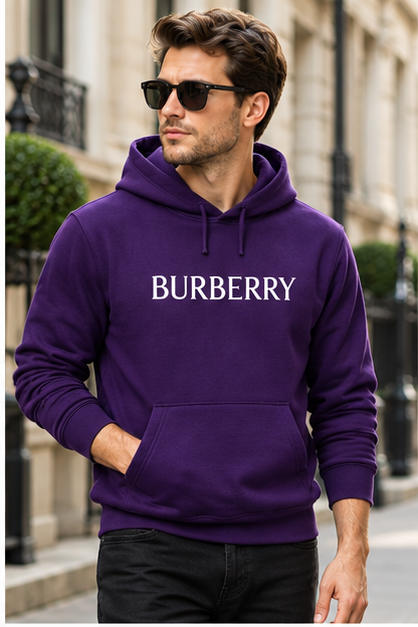 Men's Burberry Pullover Hoodie | Color: Purple | Image 3
