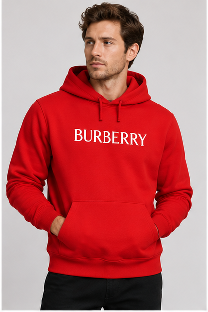 Men's Burberry Pullover Hoodie | Color: Red | Image 2