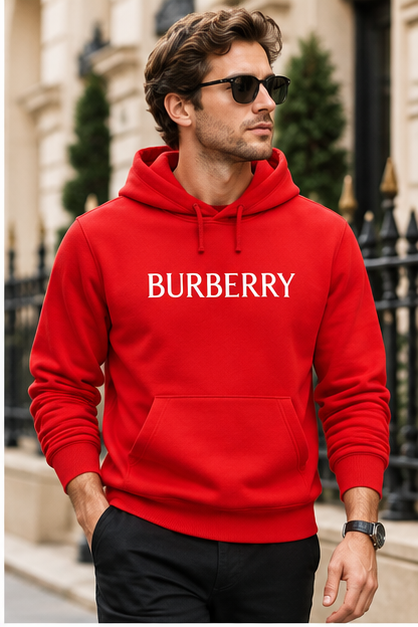 Men's Burberry Pullover Hoodie | Color: Red | Image 3