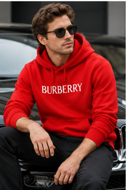 Men's Burberry Pullover Hoodie | Color: Red | Image 4