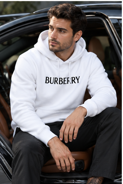 Men's Burberry Pullover Hoodie | Color: White | Image 4