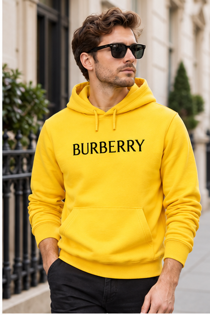 Men's Burberry Pullover Hoodie | Color: Yellow | Image 3