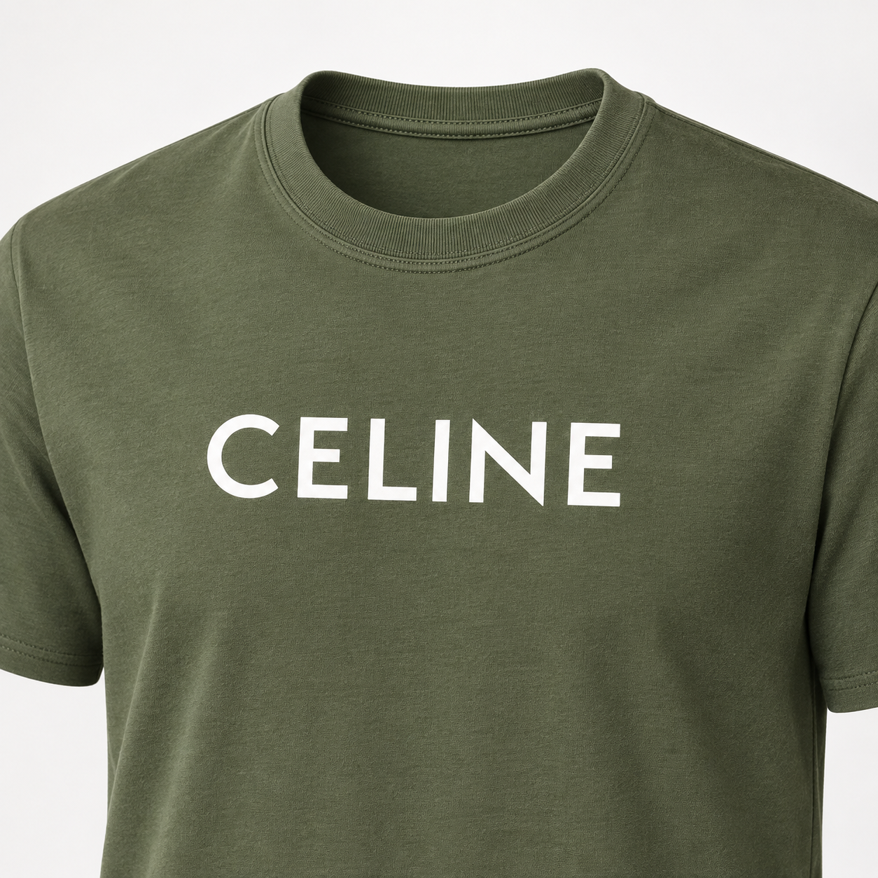 Men's Celine Cotton T-Shirt - Army Green - Image 3