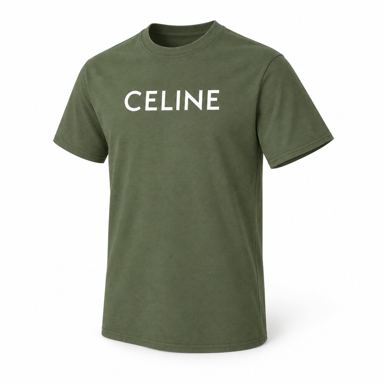 Men's Celine Cotton T-Shirt - Army Green - Image 4