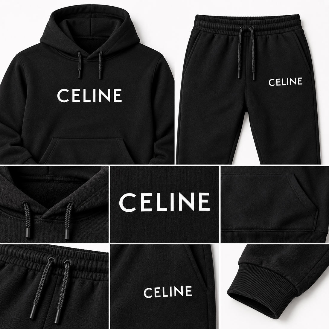 Men's Celine Hoodie Joggers Set - Black - Image 3