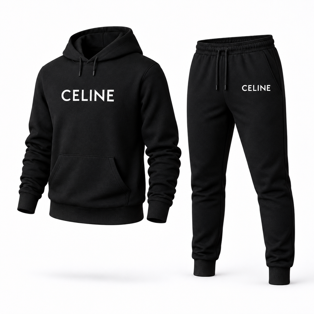 Men's Celine Hoodie Joggers Set - Black - Image 4