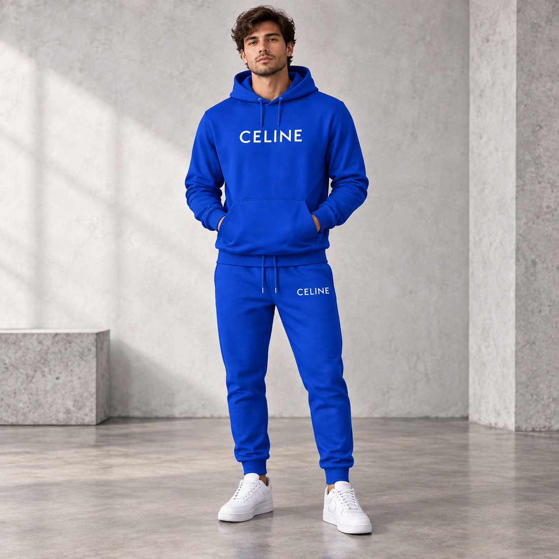 Men's Celine Hoodie Joggers Set - Blue - Image 2