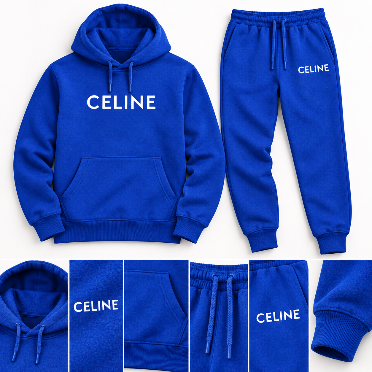 Men's Celine Hoodie Joggers Set - Blue - Image 3