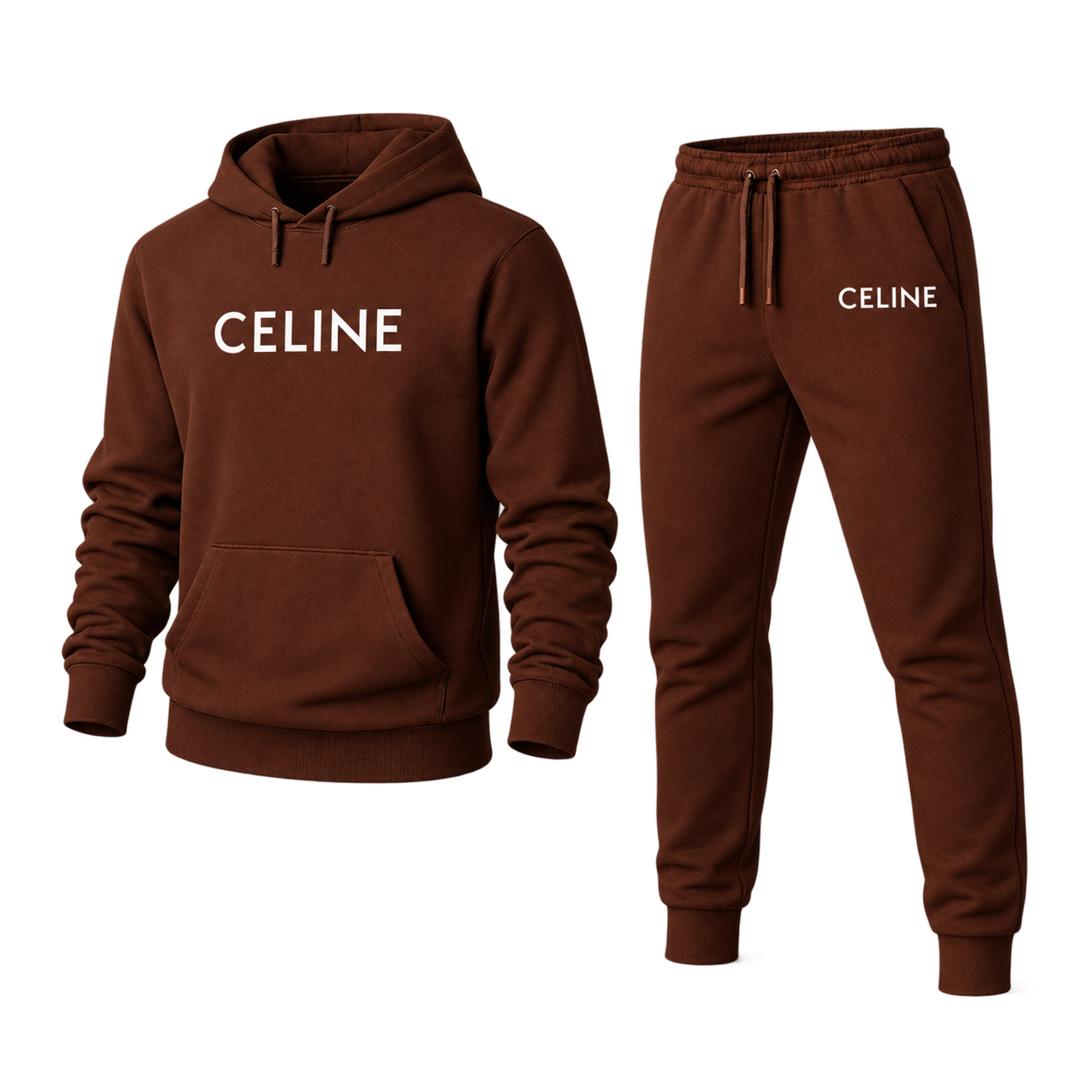 Men's Celine Hoodie Joggers Set - Brown - Image 4