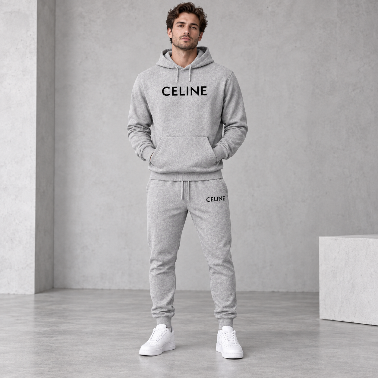 Men's Celine Hoodie Joggers Set - Grey - Image 2