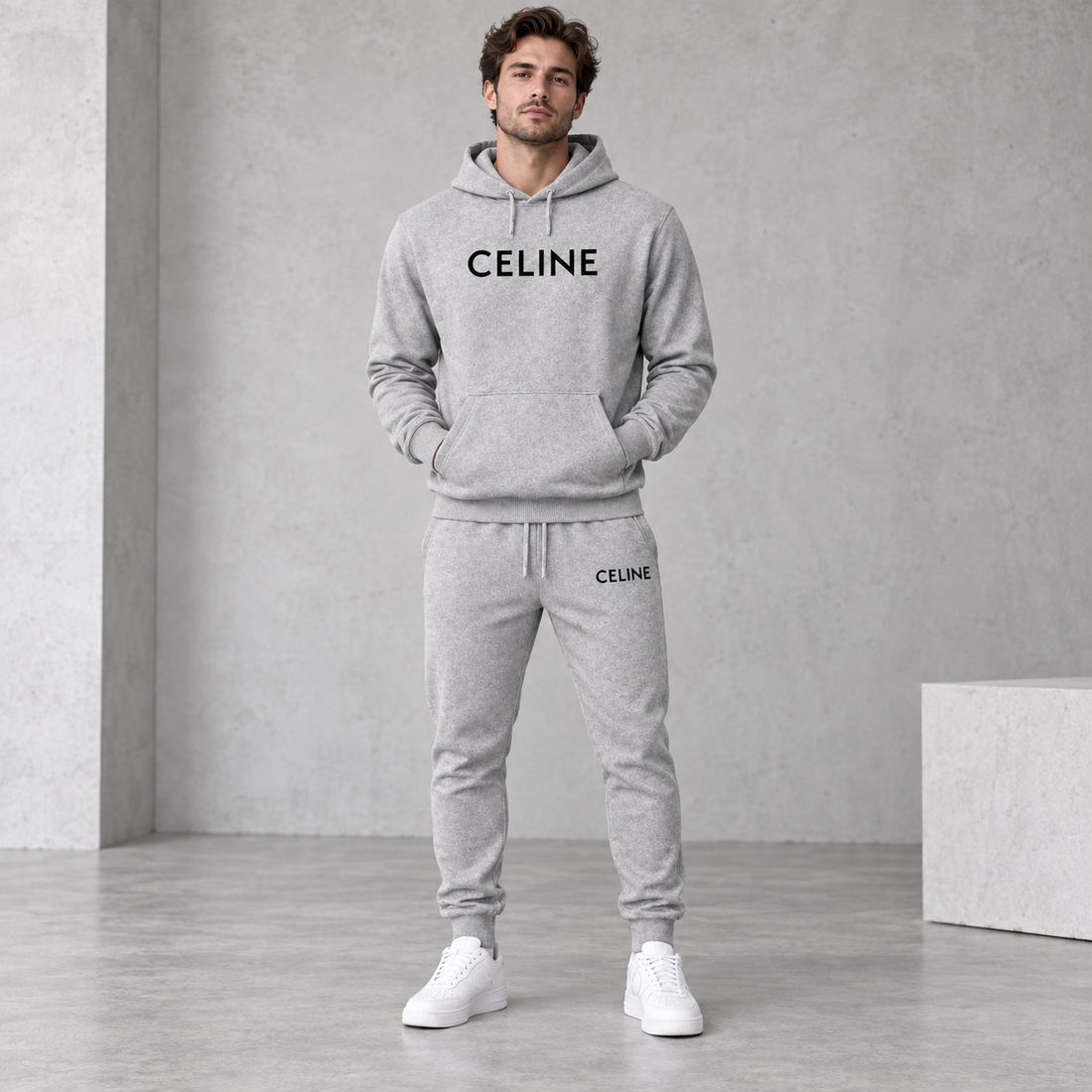 Men's Celine Hoodie Joggers Set - Grey - Image 2