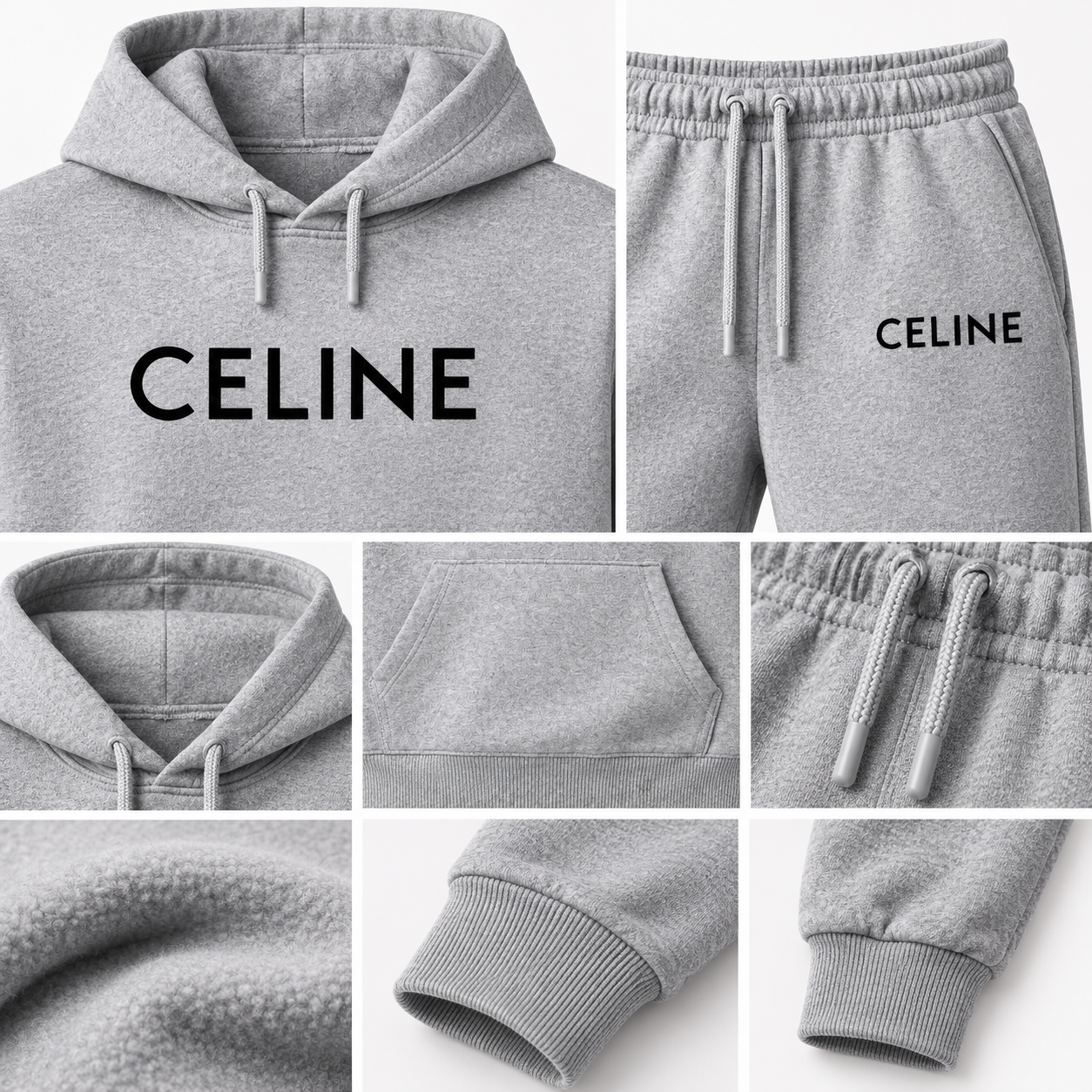 Men's Celine Hoodie Joggers Set - Grey - Image 3