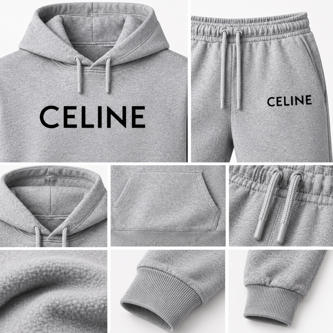 Men's Celine Hoodie Joggers Set - Grey - Image 3