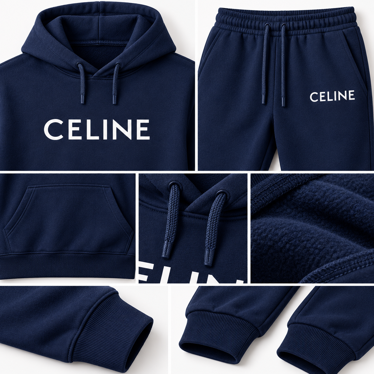 Men's Celine Hoodie Joggers Set - Navy - Image 3