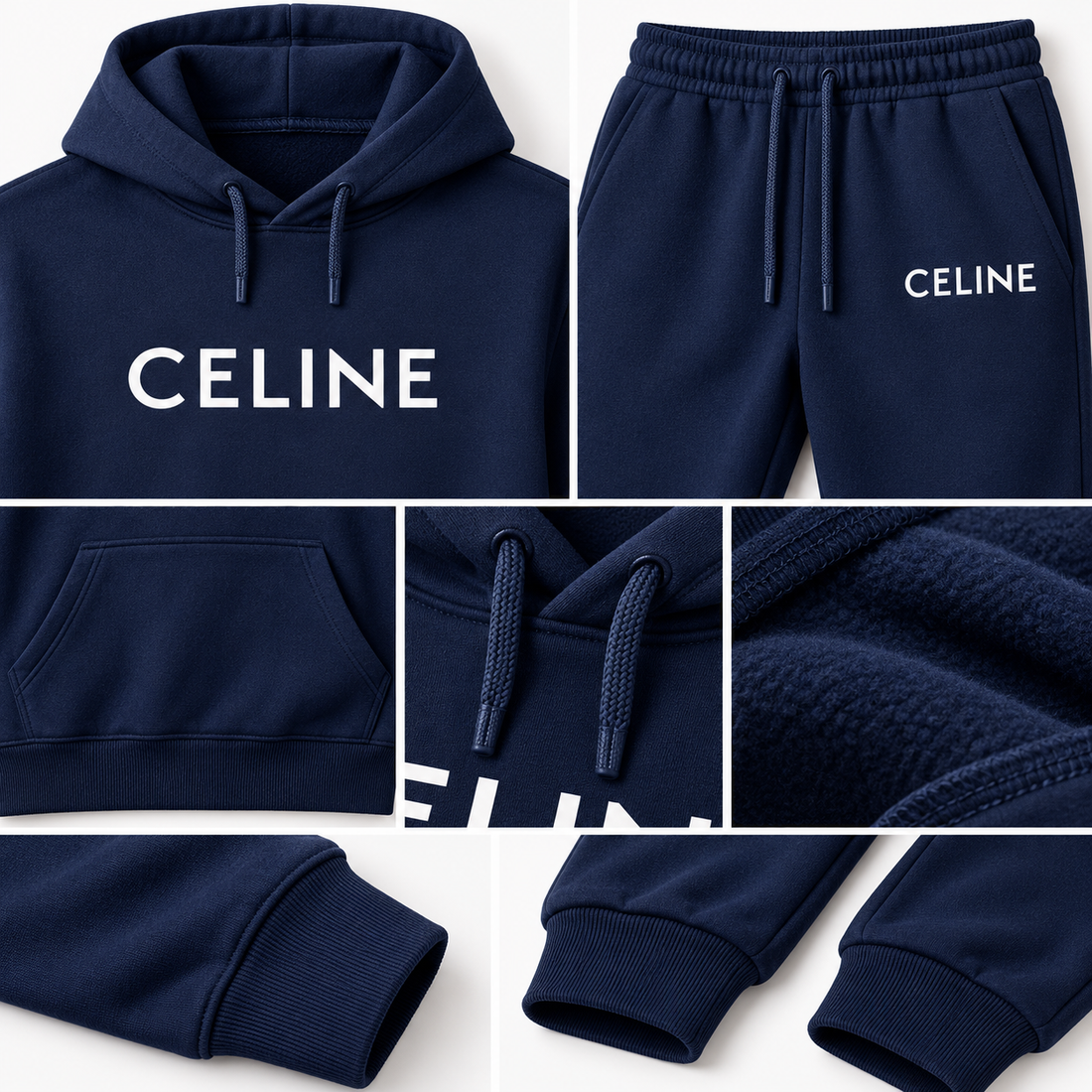 Men's Celine Hoodie Joggers Set - Navy - Image 3