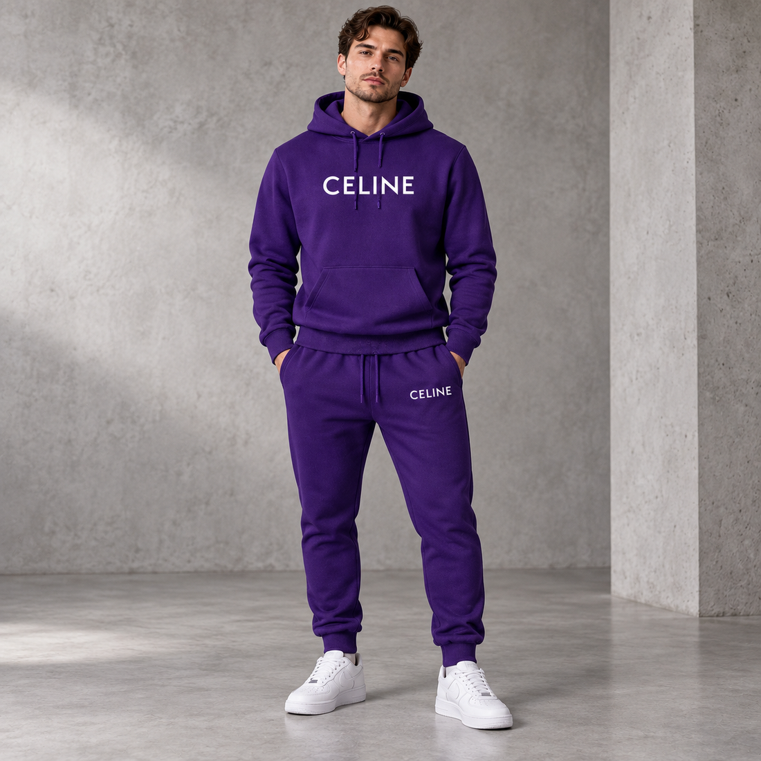 Men's Celine Hoodie Joggers Set - Purple - Image 2