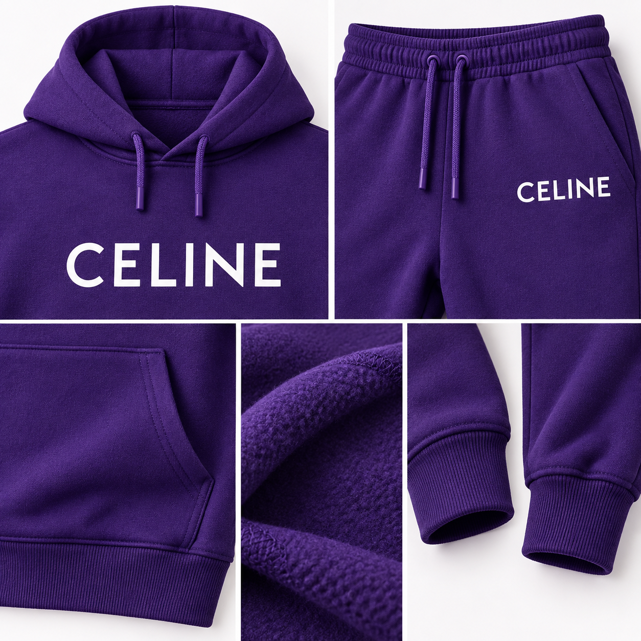 Men's Celine Hoodie Joggers Set - Purple - Image 3