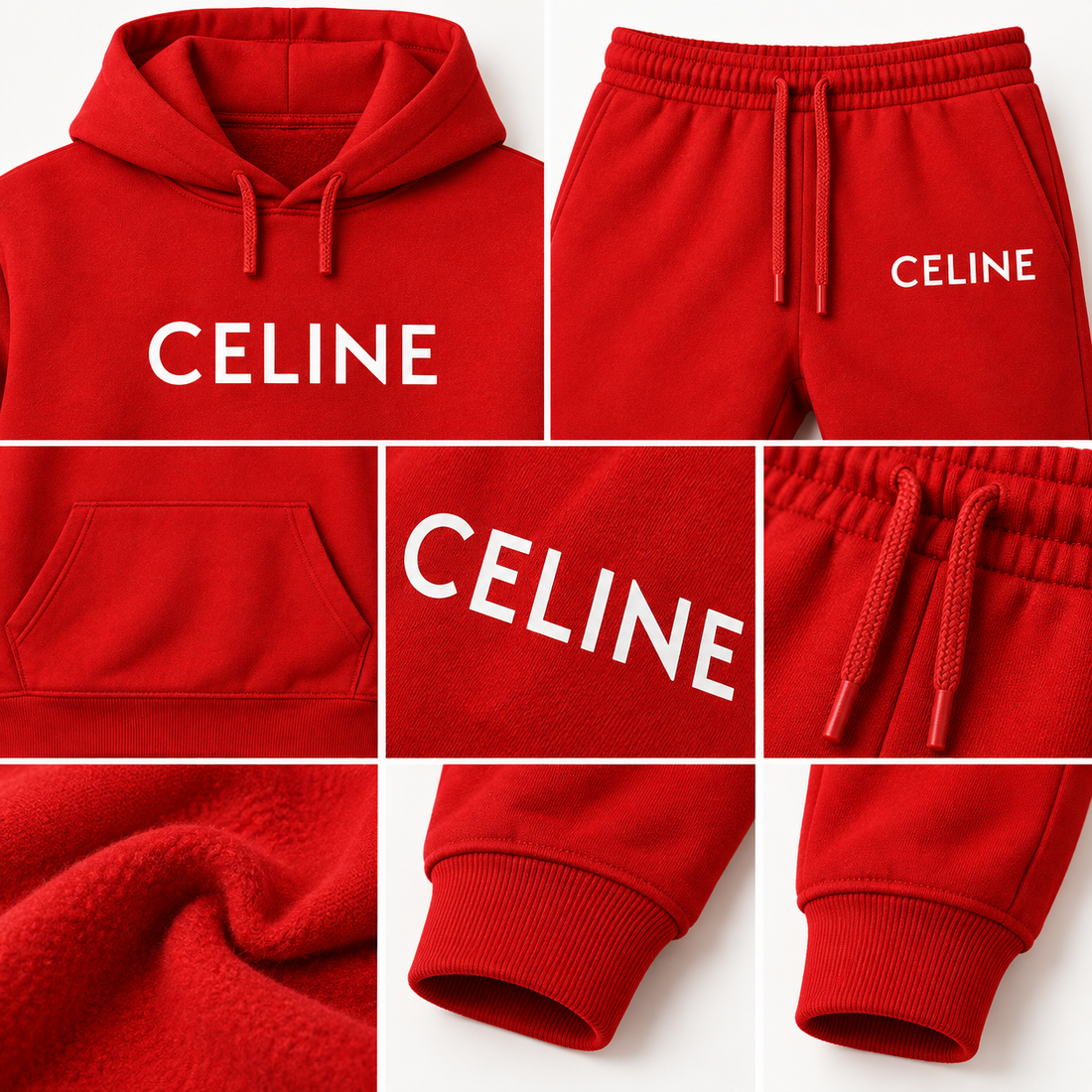 Men's Celine Hoodie Joggers Set - Red - Image 3