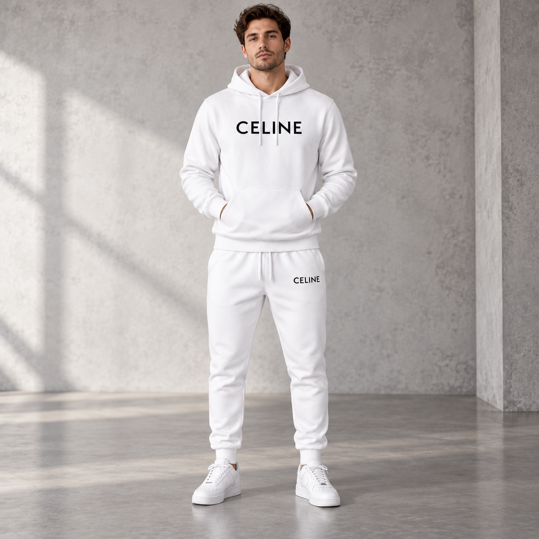 Men's Celine Hoodie Joggers Set - White - Image 2