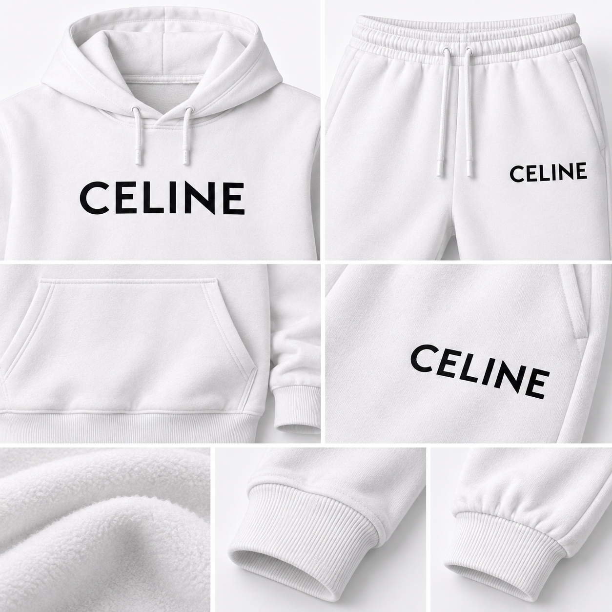 Men's Celine Hoodie Joggers Set - White - Image 3
