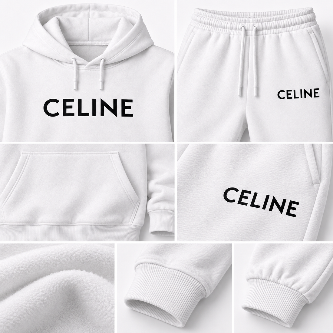 Men's Celine Hoodie Joggers Set - White - Image 3
