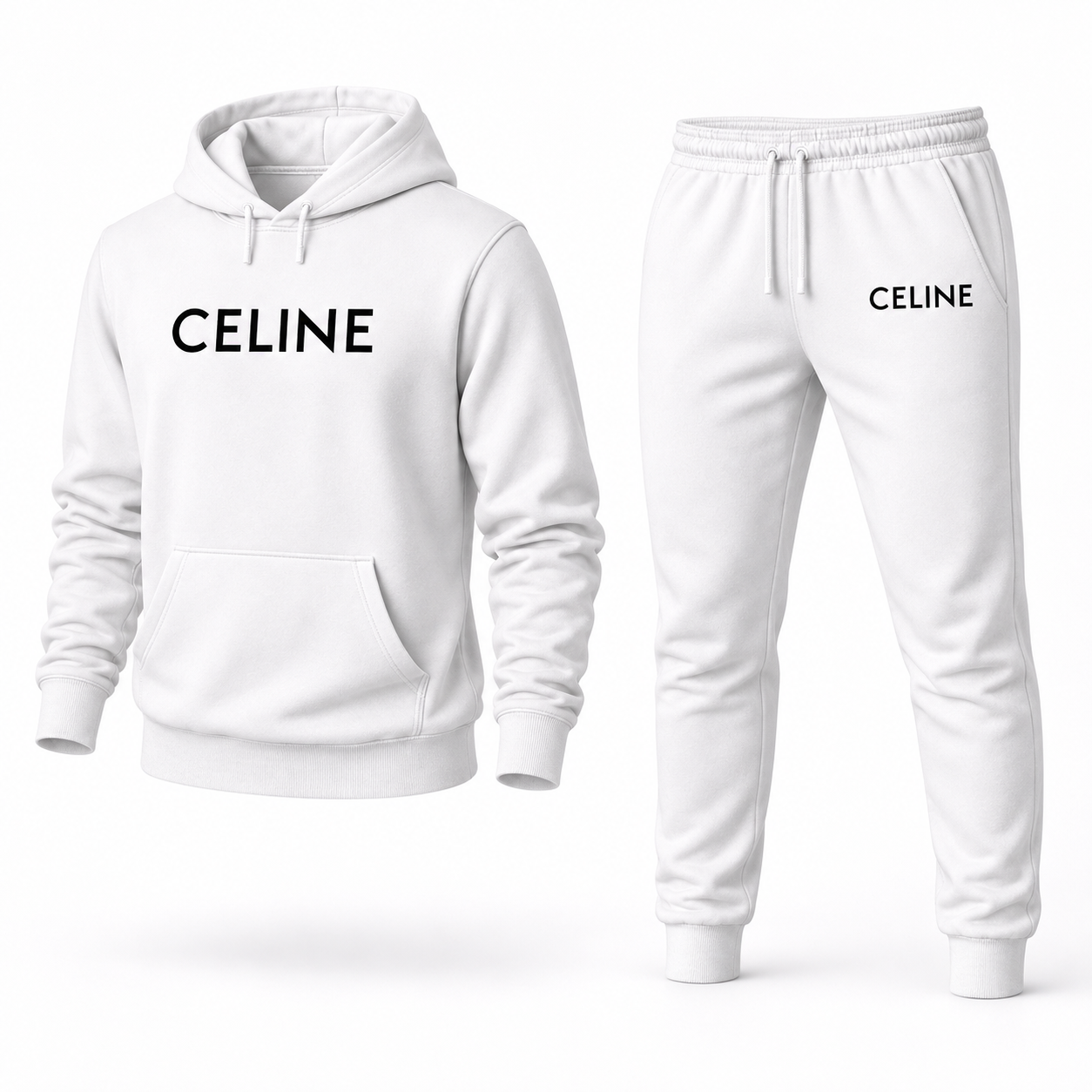 Men's Celine Hoodie Joggers Set - White - Image 4