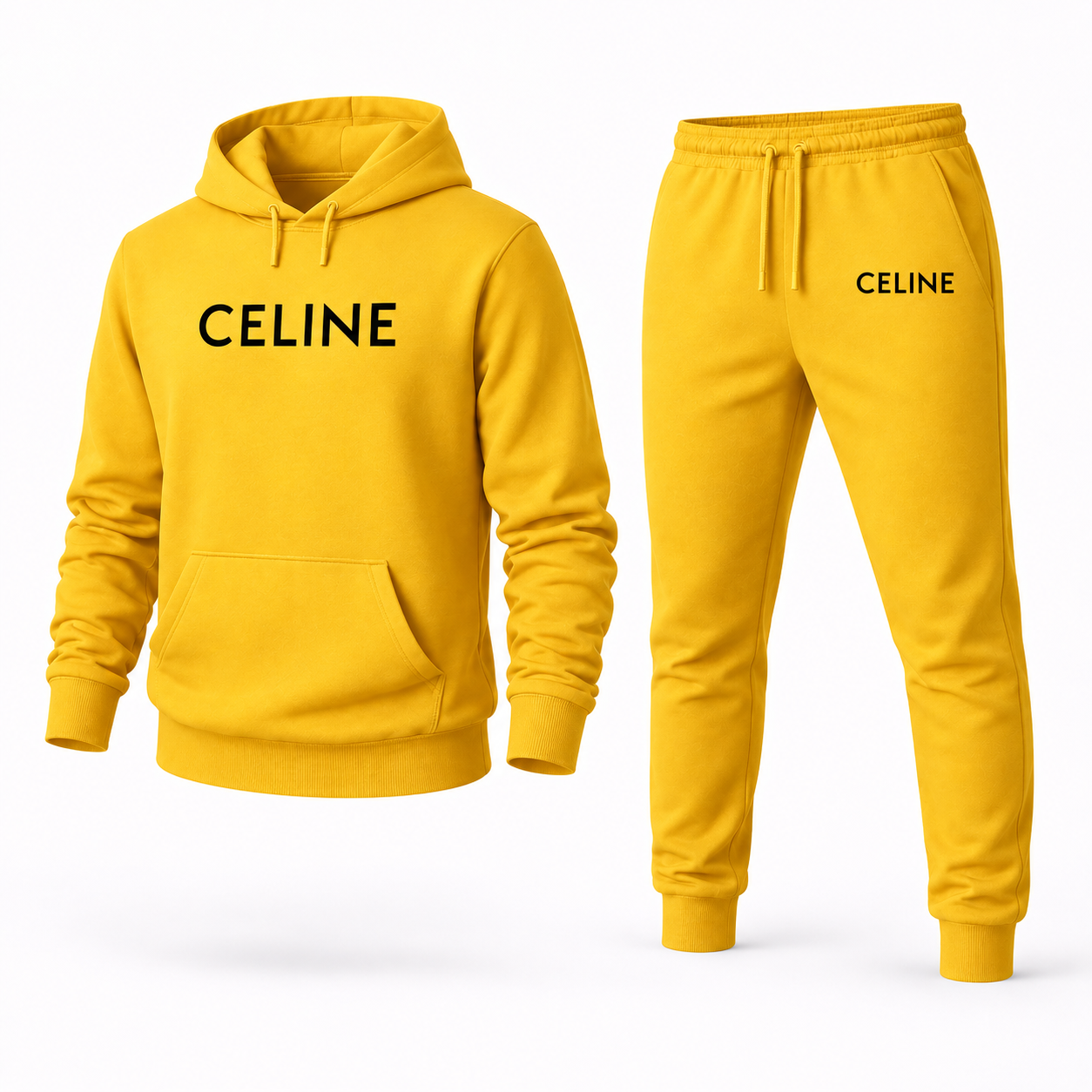 Men's Celine Hoodie Joggers Set - Yellow - Image 4