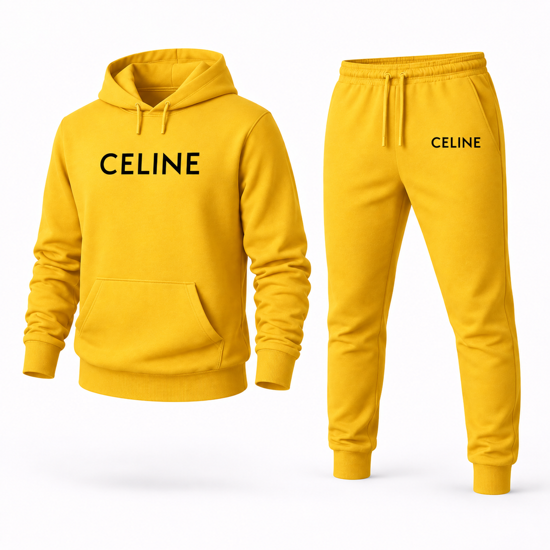Men's Celine Hoodie Joggers Set - Yellow - Image 4