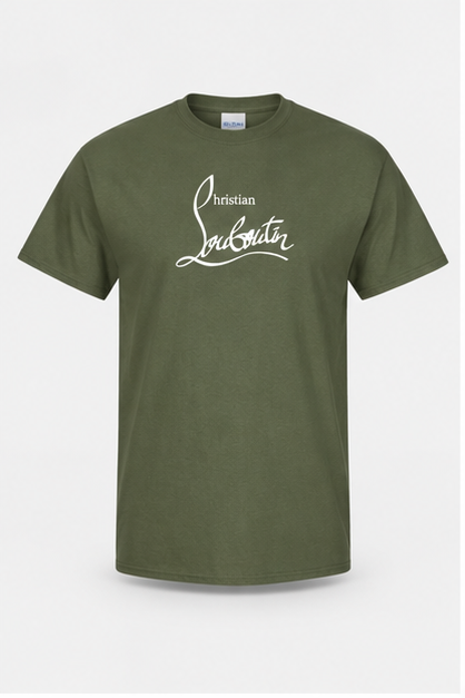 Men's Christian Louboutin Cotton T-Shirt | Color: Army Green | Image 1