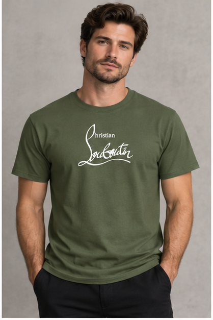 Men's Christian Louboutin Cotton T-Shirt | Color: Army Green | Image 2