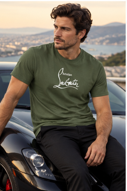 Men's Christian Louboutin Cotton T-Shirt | Color: Army Green | Image 4