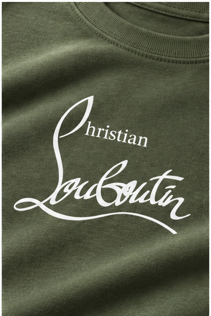Men's Christian Louboutin Cotton T-Shirt | Color: Army Green | Image 5