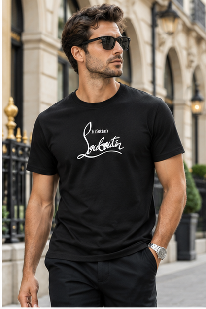 Men's Christian Louboutin Cotton T-Shirt | Color: Black | Image 3
