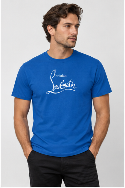 Men's Christian Louboutin Cotton T-Shirt | Color: Blue | Image 2