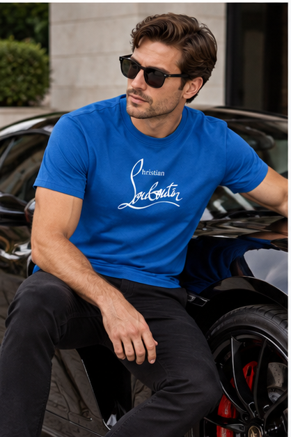 Men's Christian Louboutin Cotton T-Shirt | Color: Blue | Image 4