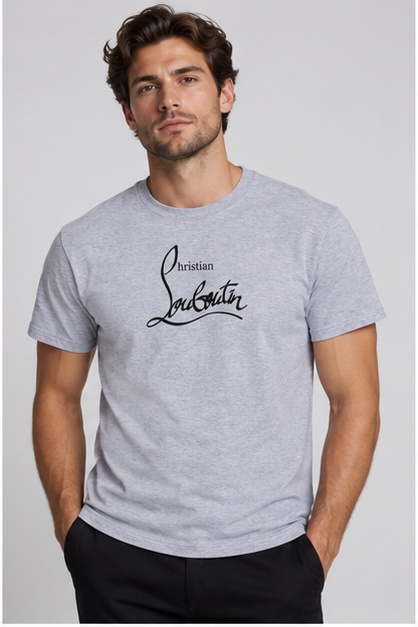 Men's Christian Louboutin Cotton T-Shirt | Color: Grey | Image 2